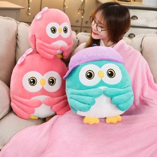 Super Cute Animal Owl Plush Toy Baby Comfort Toy Children Room Decoration Party Gift Winter Hand Warm blanket