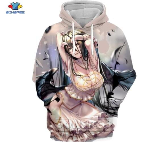 SONSPEE Anime Sudadera Overlord Albedo Hoodie 2020 New 3D Print Autumn Winter Mens Hoodies Casual Longsleeve Hoody Mens Clothing