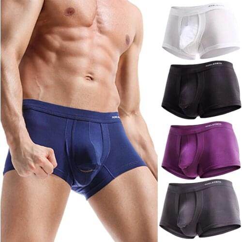 5PCS/Lots Men Boxer Shorts Elephant Bugle Pouch Open Crotch Gay Underwear Modal Boxershorts Calzoncillos Hombre Slip Panties 3XL