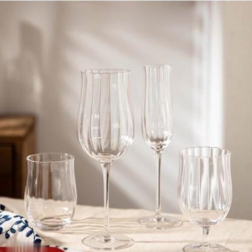 Creative Nordic vertical pattern wine cup household goblet Champagne Cup foreign wine cup crystal cup wine glasses