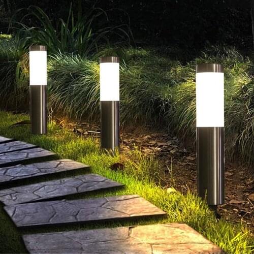 Thrisdar Stainless Steel Solar Landscape Path Light Outdoor Solar Outdoor Garden Pillar Post Light for Yard Patio Driveway Decor
