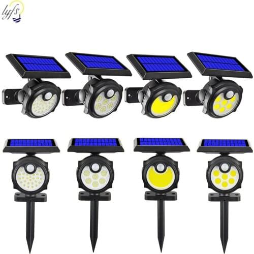 LED Solar Outdoor Light PIR Motion Sensor IP65 Waterproof Landscape Wall Street Lamp For Garden Patio Buried Lights Decoration