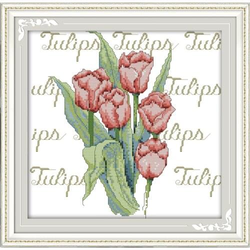 Everlasting Love Tulip (5) Chinese Cross Stitch Kits Ecological Cotton Clear Stamped Printed 11CT DIY Gift Christmas Decoration