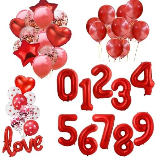 40 inch Red Number Foil Balloons 0 1 2 3 4 5 6 7 8 9 Happy Birthday Party Balon Adult/Kid Baby Shower/Wedding Decoration Ballon
