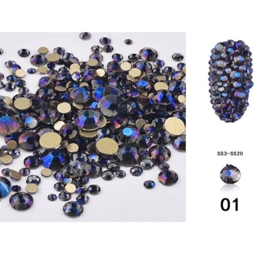 High Quality Fashion Shiny Illusion AB Size Mixed 1440pcs Rhinestone 3D Charm DIY Nail Art Jewelry Decoration Accessories