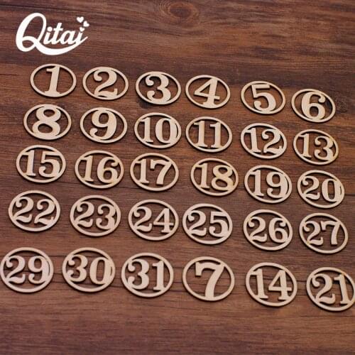 QITAI 1-31 digital High-Quality Nature color Wood DIY scrapbooking crafts Home Decoration accessories kids handmade WF123