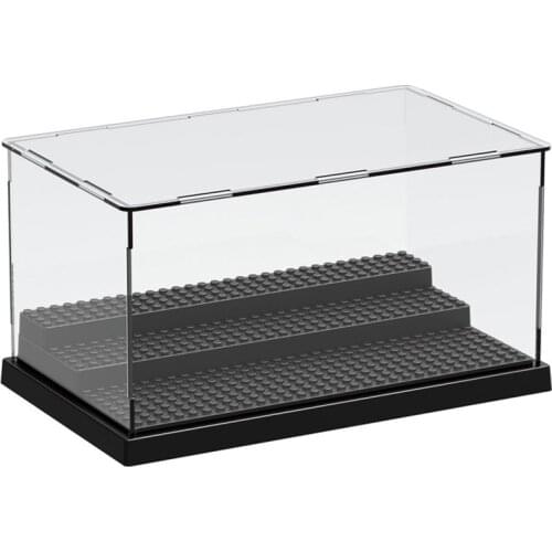1pc 3 Steps Display Case/Box Dustproof ShowCase Gray Base For figure Blocks Acrylic Plastic Display Box Case 25.5X15.5X13.8cm