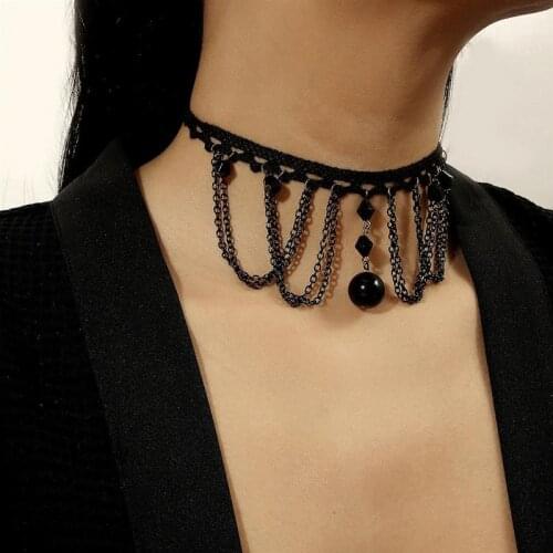 1pc Lace Pendant Choker Retro Chain Design Lace Necklace Choker Necklace For Women Party Dress Up Jewelry Accessories