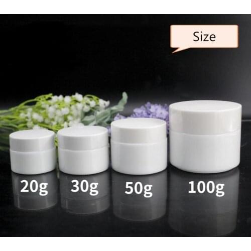 20g 30g 50g Glass Jar White Porcelain Cosmetic Jars with Inner PP liner Cover for Lip Balm Face Cream SN2969