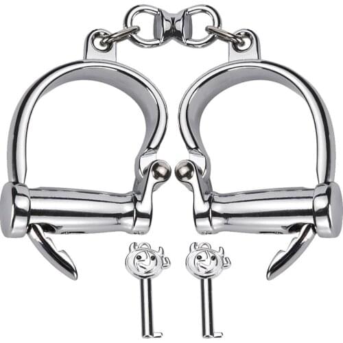 2020 Horseshoe Stainless Steel Handcuffs,Metal Wrist Cuffs Fetish Slave Manacle Bondage BDSM Sex Toys for Women Man Couples
