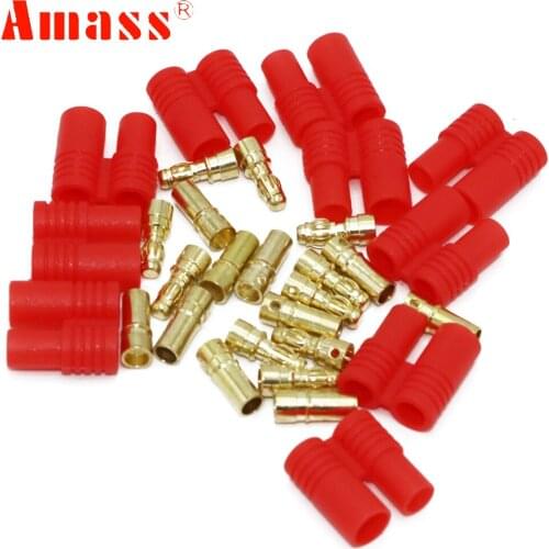 50pair 3.5mm Gold Bullet Banana Connector Plug With Protective Sleeve For RC ESC Battery Motor Airplane Quadcopter Car Boat Toy