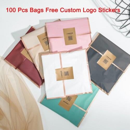 100Pcs Free Custom Logo Sticker Cloth Package Bag Frosted Plastic Packaging Bag Travel Storage Bag Shoes Bags Waterproof Bag
