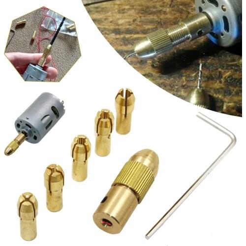 7pcs 0.5-3mm Mini Drill Chucks Brass Drill Chunk Adapter Collet Micro Twist Drill Chuck Set for Electric Motor