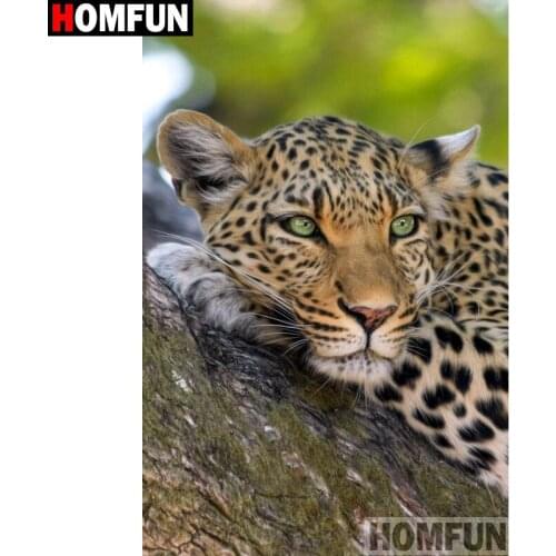 HOMFUN Full Square/Round Drill 5D DIY Diamond Painting "Animal leopard" Embroidery Cross Stitch 3D Home Decor Gift A17671