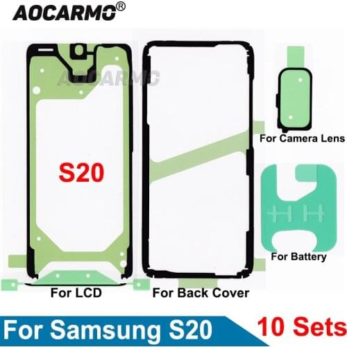 Aocarmo 10Pcs/Lot For Samsung Galaxy S20 LCD Screen Tape Back Battery Sticker Cover Frame Camera Lens Waterproof Adhesive Glue