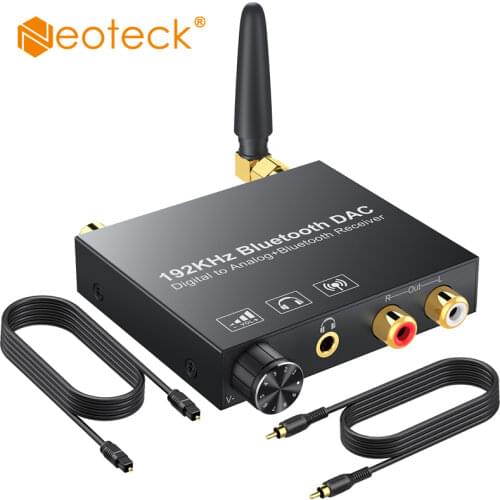 Neoteck 192khz Bluetooth-Compatible DAC Digital to Analog Audio Converter With Volume Control DAC Audio Converter Adapter