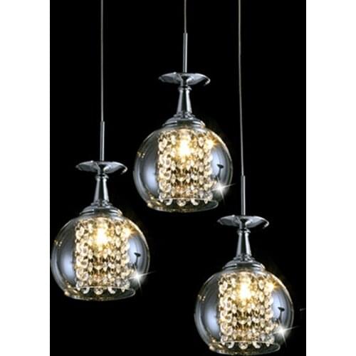 Dining room hanging glass pendant light Master bedroom tready wine cup crystal pendant lamp led lampara Bar kitchen indoor light