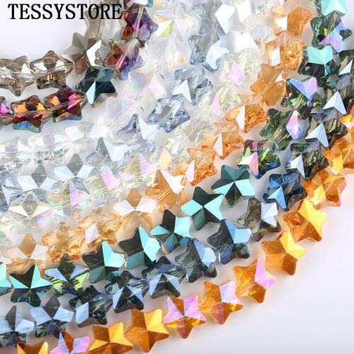 20pcs 13mm Pentagram Shape Color Cut Faceted Crystal Beads Loose Spacer Glass Beads For Jewelry Making Bracelet Accessories