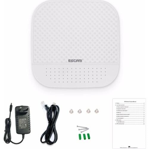 ESCAM PVR208 1080P 8CH+2CH ONVIF NVR Digital Video Recorder with 2CH Cloud Channel for IP Camera System (White)