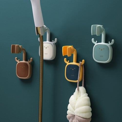 360° Cartoon Shower Head Holder Adjustable Self-Adhesive Shower Bracket Wall Mount Cute Cartoon With 2 Hooks Bathroom Tool