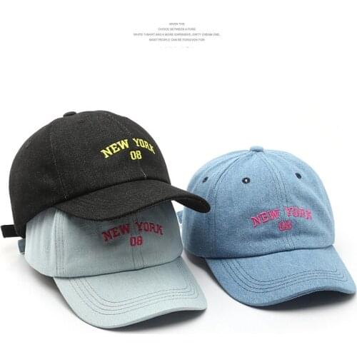 Denim Baseball Cap for Women and Men NEW YORK Embroidered Hats Soft Top Cotton Summer Sun Caps Casual Snapback Hat hip-hop cap