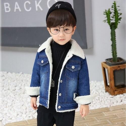 Jean jackets for boy winter baby boys coat fake fur coat girls jackets denim baby clothing boys children roupas infantis menina