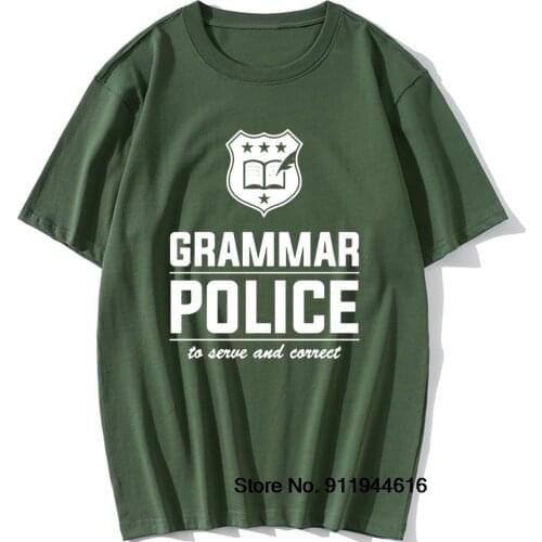 Grammar Police Serve and Correct T Shirts Funny Nerd Geek English Teacher College Graphic Cotton Short Sleeve O-Neck T-shirt