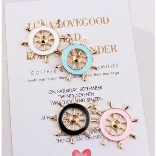 Exquisite enamel big size rudder charms gold pendants for bag accessories craft earring bracelet necklace DIY jewelry findings