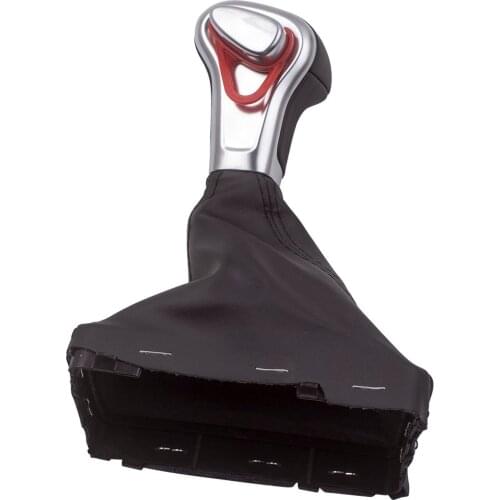 Leather Chrome Gear Shift Knob W/ Gaiter Boot Cover For Audi A3 A4 4G1713139 for A5 2008-2015 4G1 713 139 Left drive car