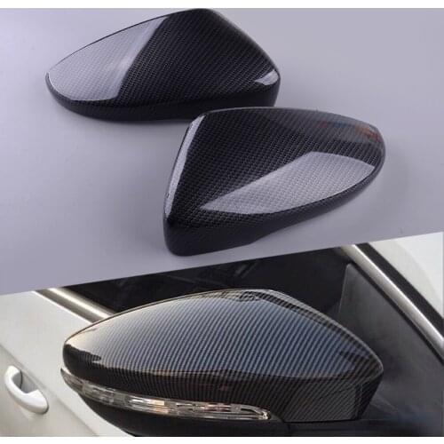 2pcs Carbon Fiber Style Side Wing Rearview Mirror Cover Cap Shell Fit For VW Beetle Jetta Scirocco Eos Passat CC 3C8 857 537