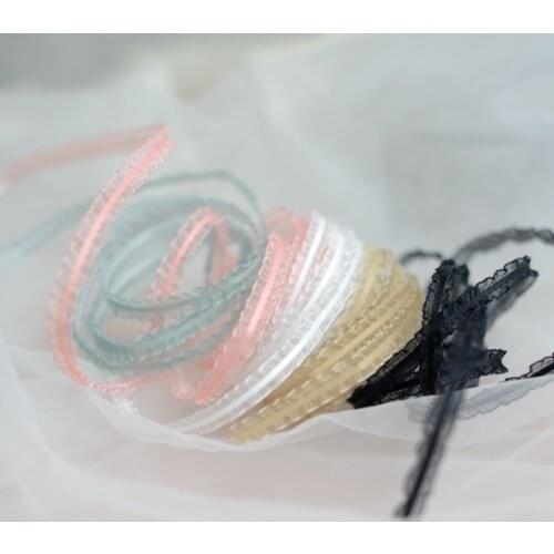 2 Meters Width 0.7cm 5 Colors Embroidery Ruffle Lace Trim Ribbon Bilateral Lolita Lace Fabric DIY Dress Headwear Sewing Supplies