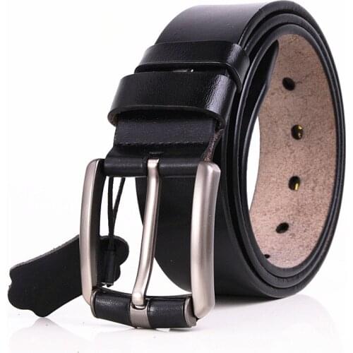Top cow genuine leather belts for men fashion alloy pin buckle new design handwork 2017 new man belt free shipping