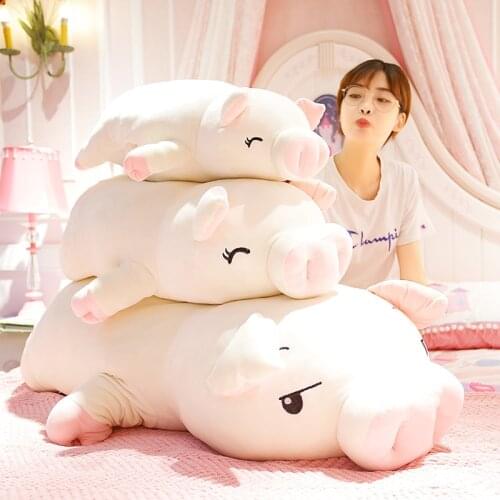 40-75cm Squishy Pig Stuffed Doll Lying Plush Piggy Toy Animal Soft Plushie Hand Warmer Pillow Blanket Kids Baby Comforting Gift