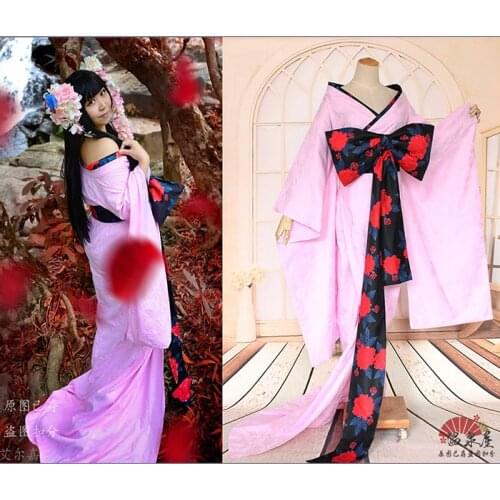 [Customized] Anime Watanuki Kimihiro Ichihara Yuko Kimono Gradient Pink Uniform Cosplay Costume Women Halloween Free Shipping