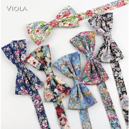 New Floral Flower Printed Soft Texture Bowtie Cotton Men Butterfly Adult Wedding Banquet Party Dinner bow tie Accessory Gift