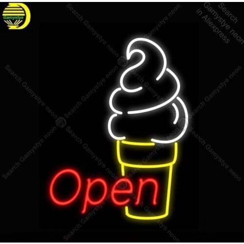 Open Ice Cream Cone NEON LIGHT SIGN Neon Sign Decorate Hotel GLASS Tube BEER PUB Pub Store Display Handcraft Iconic Sign lights