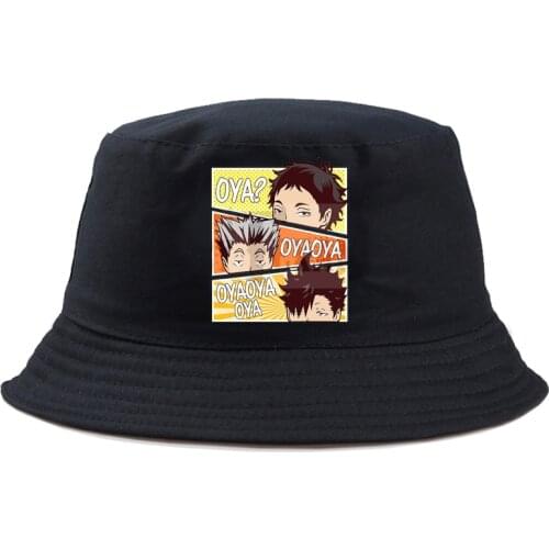 Funny Anime Harajuku print Bucket Hats men women fishing cap casual out sunscreen Fisherman Panama Hip Hop Cap