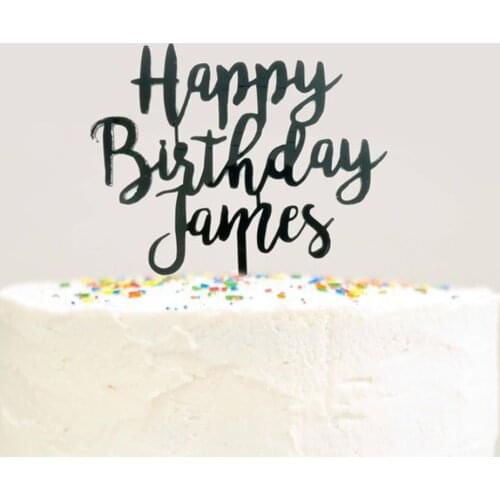 Personalized Happy Birthday Cake Topper, Birthday Party Cake topper Decoration , Color Acrylic Bar Topper Supplies Happy Gifts
