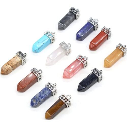 Natural Stone Pendant Rectangle Crystal Agates Charms for DIY Necklace Earring Exquisite Jewelry Making Healing Gift For Women