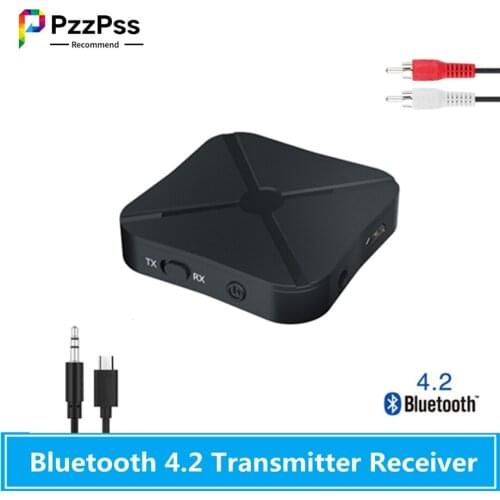 PzzPss Bluetooth 4.2 Receiver Transmitter 2 IN 1 Audio Music Stereo Wireless Adapter With RCA 3.5mm AUX Jack For Car TV PC