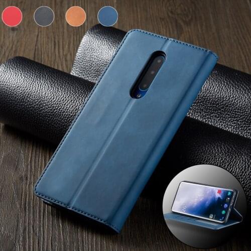 Luxury Solid Color Wallet Card Slot Flip Leather Phone Case For OnePlus 7 Pro Fashion Ultra Thin Magnetic Invisible Stand Cases
