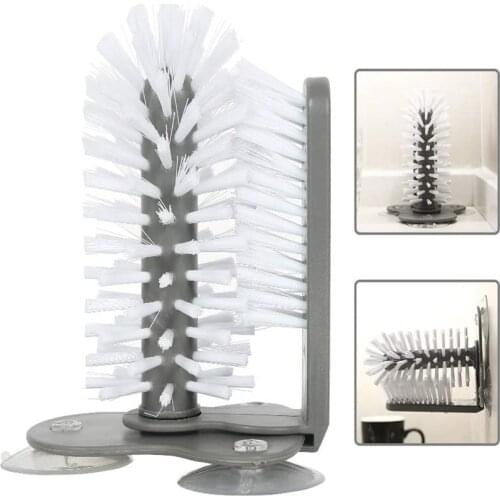 Glass cup Washer Double Sided Bristle Brush Glass Cup Cleaner with Suction Cups for Kitchen Sink Washing Cleaning Tools
