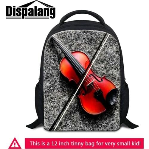 Violin School Bags For Girls Boys Heat Press Polyester Transfer Kids Bookbags Children Custom Logo Backpack 12 Inch Schoolbag