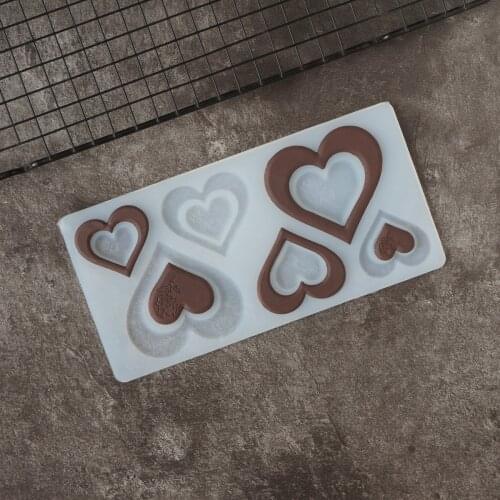 Multiple Heart Shape Chocolate Silicone Mold Cake Top Decorating Hollow Out Heart Shape Transfer Sheet Mould Cake Top