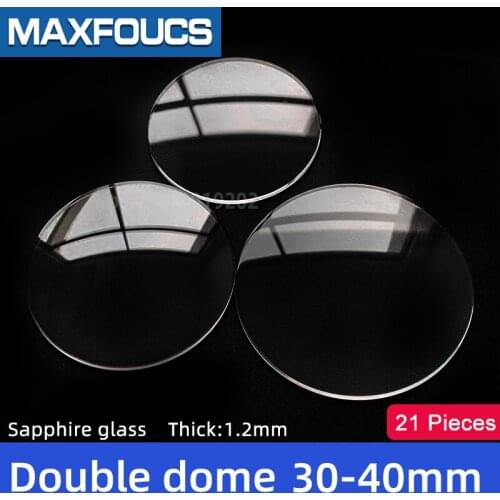 Watch Glass Thick 1.2mm Diameter 30-40mm Double dome Sapphire Anti scratch Smooth Round Transparent Crystal ，21 pieces Suit