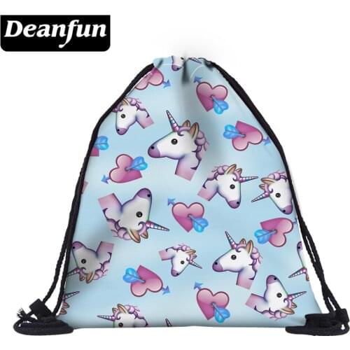 Deanfun Unicorn Drawstring Bag 3D Printing Cute for Girls School Storage 60085