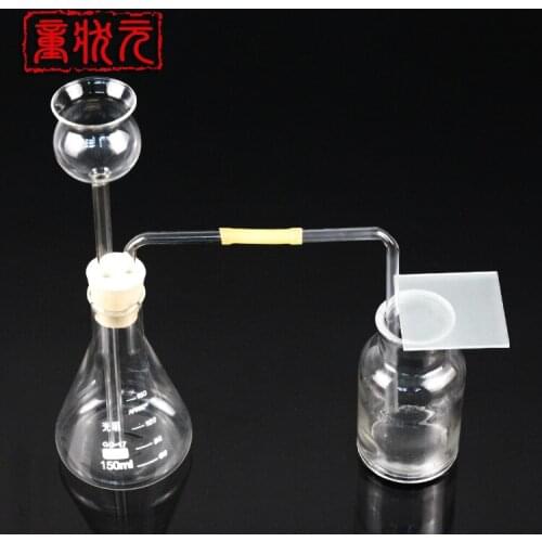 Teaching instruments preparation of carbon dioxide CO2 units with conical bottles safety funnel latex tube gas cylinders