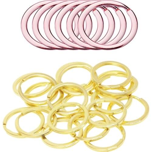 XRHYY Set Of 30 Pcs Gold Round Flat Key Chain Ring Metal Split Dog Tag Keychain Ring For Home Car Keys Attachment Arts Crafts