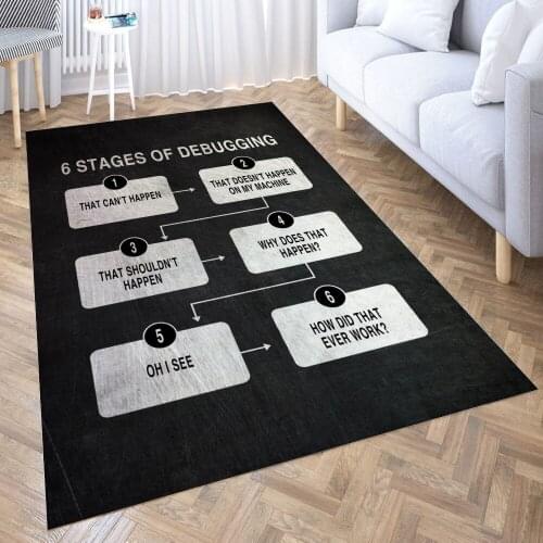 Funny Programmer Gift Carpet for Living Room 3D Anime Cartoon Rug Gamer Teen Room Bedside Lounge Rug Kids Children Floor Mats
