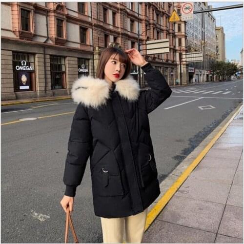2019 women winter jacket thick sonw wear outerwear coat with hooded fur collar Parka Female Cotton Long Warm student ClothingZ69